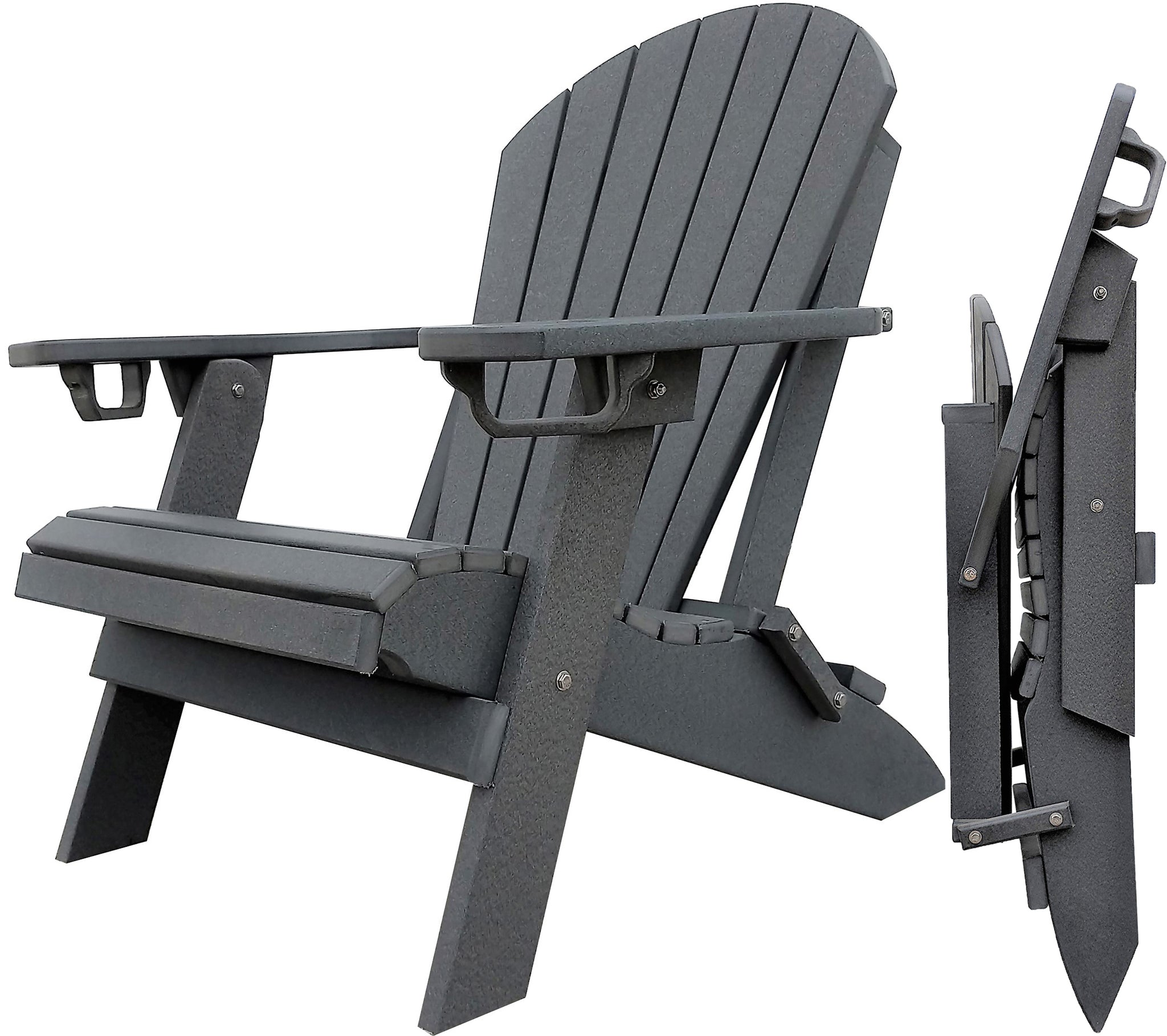 DuraWeather Poly® Folding Adirondack Chair w/ Built-in Cup Holders