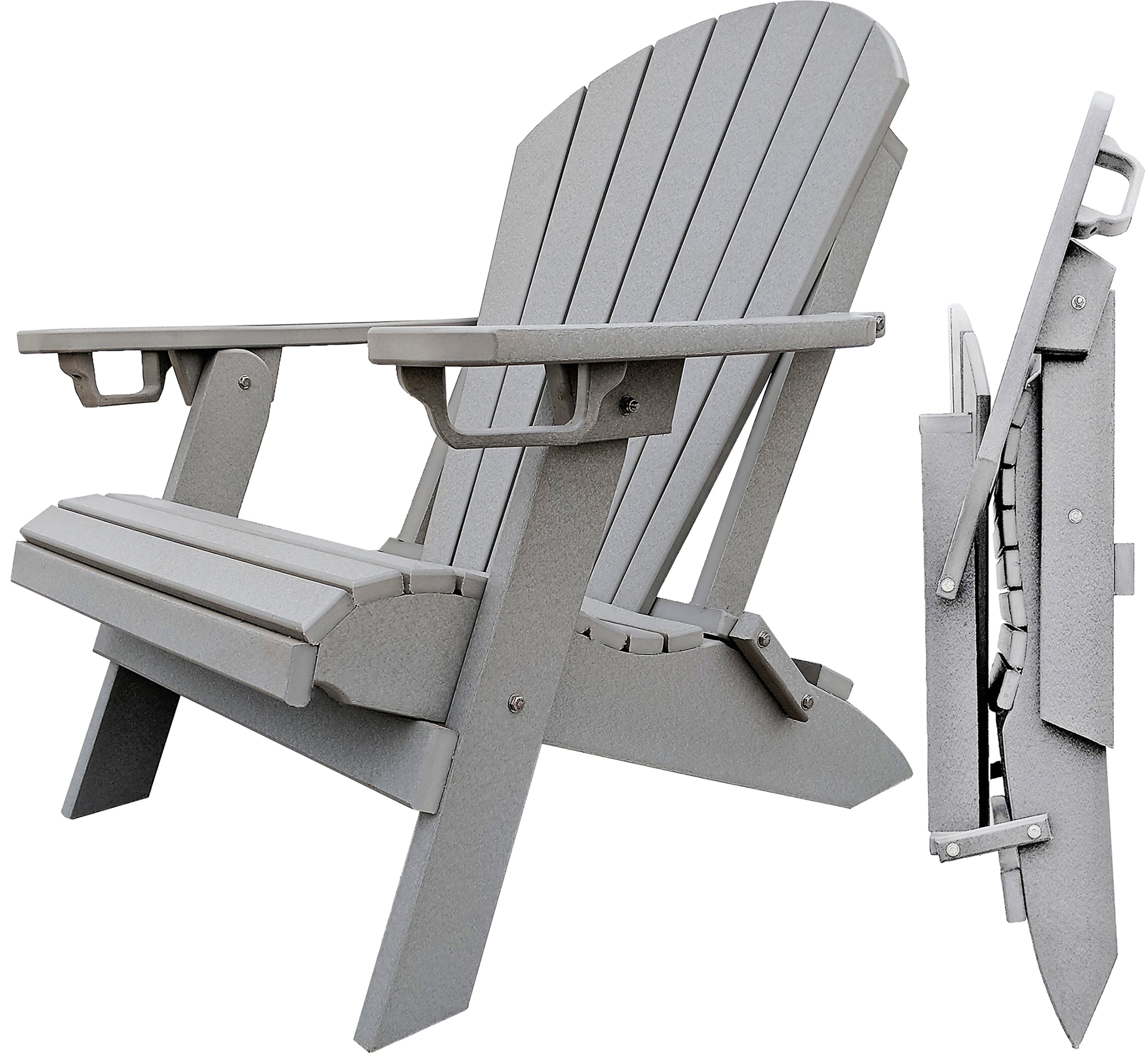 DuraWeather Poly® Premium King Size Folding Adirondack Chair with Built-in Cup Holders