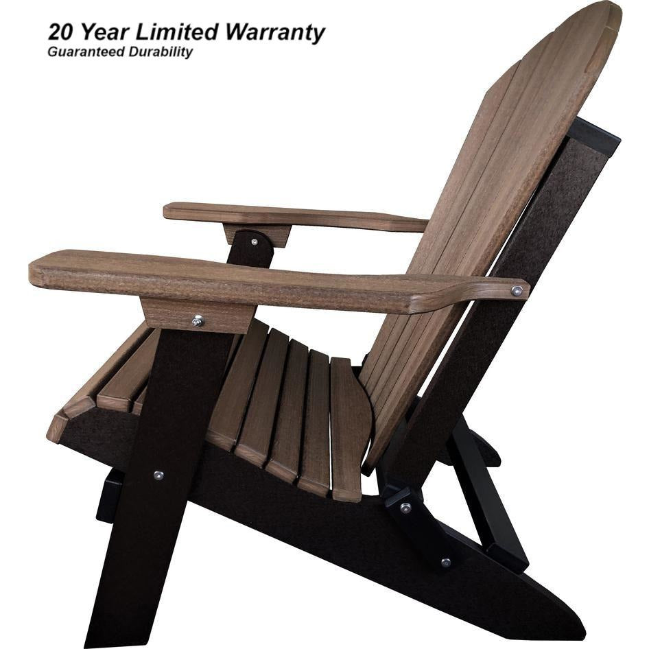 Set of 2 Folding Adirondack Chairs King Size + 1 Folding Side Table With Removable Tray