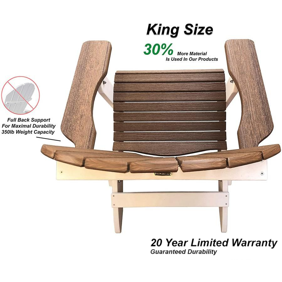 Set of 2 Folding Adirondack Chairs King Size + 1 Folding Side Table With Removable Tray