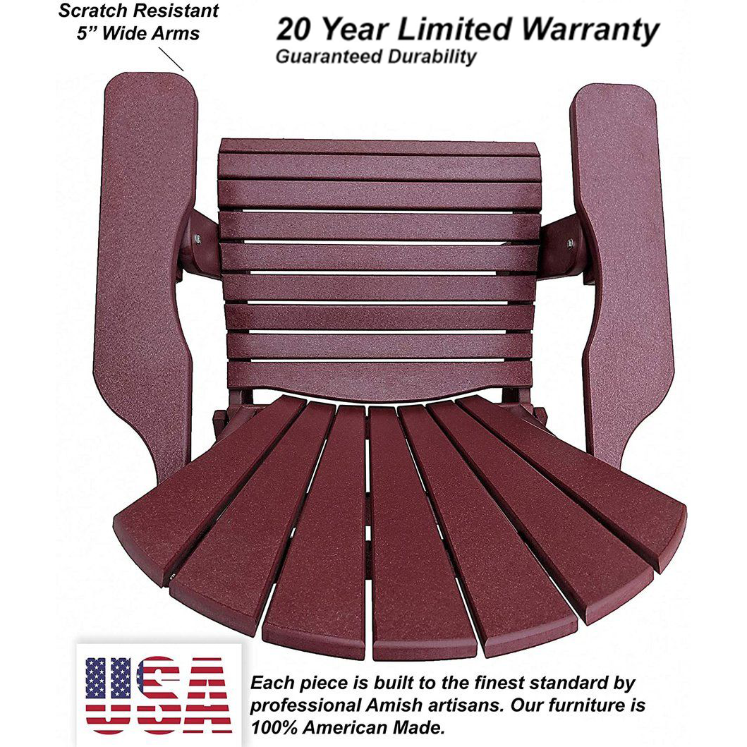 Set of 2 Folding Adirondack Chairs King Size + 1 Folding Side Table With Removable Tray