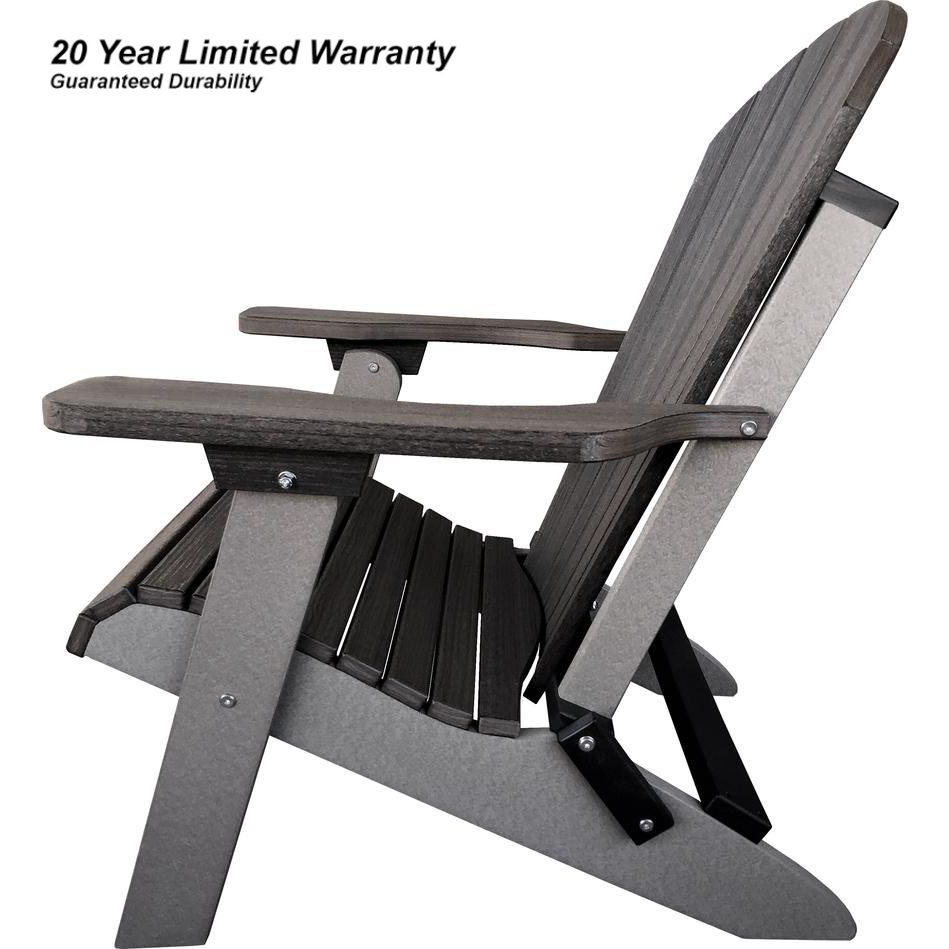 Set of 2 Folding Adirondack Chairs King Size + 1 Folding Side Table With Removable Tray