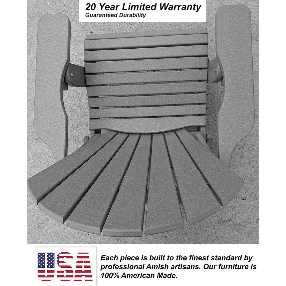 Set of 2 Folding Adirondack Chairs King Size + 1 Folding Side Table With Removable Tray