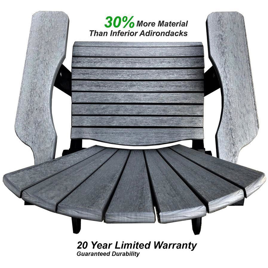 Set of 2 Folding Adirondack Chairs King Size + 1 Folding Side Table With Removable Tray