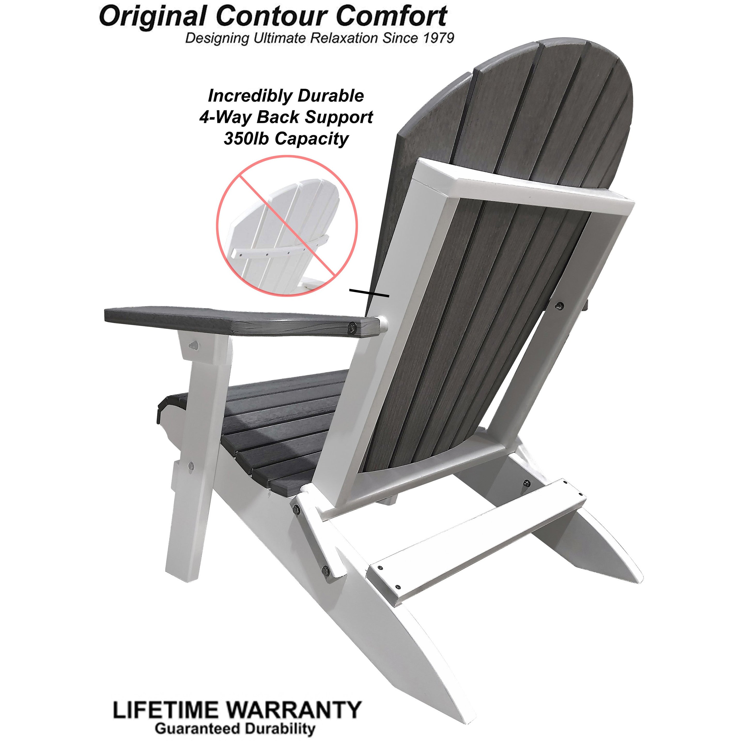 Set of 2 - Unwind Edition King Size Folding Adirondack Chairs With Built In Cupholders + 1 Folding End Table With Removable Tray