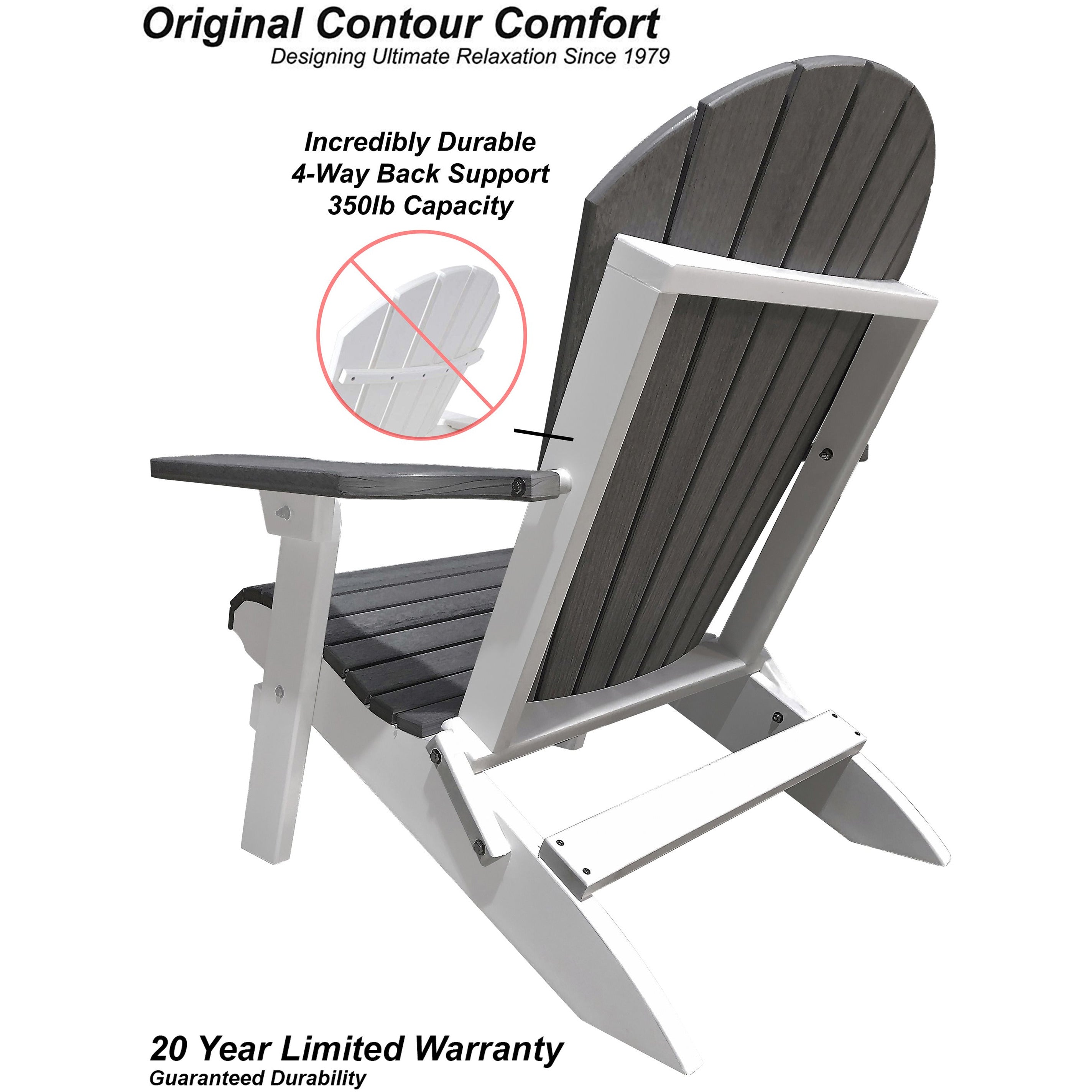 Set of 2 Folding Adirondack Chairs King Size + 1 Folding Side Table With Removable Tray