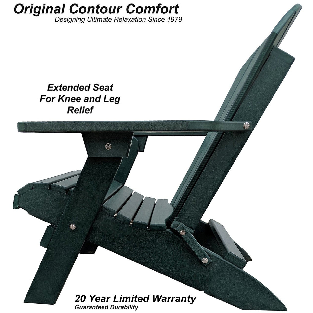 Set of 2 Folding Adirondack Chairs King Size + 1 Folding Side Table With Removable Tray