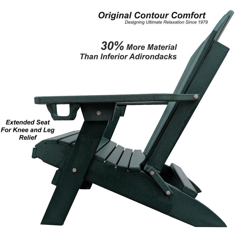 DURAWEATHER POLY® Set of 4 Folding Adirondack Chairs With Built-in Cup Holders King Size