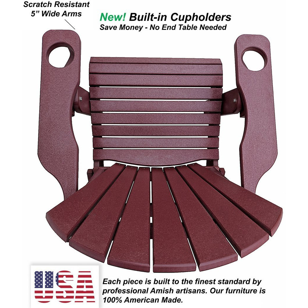 DuraWeather Poly® King Size Folding Adirondack Chair with Built-in Cup Holders