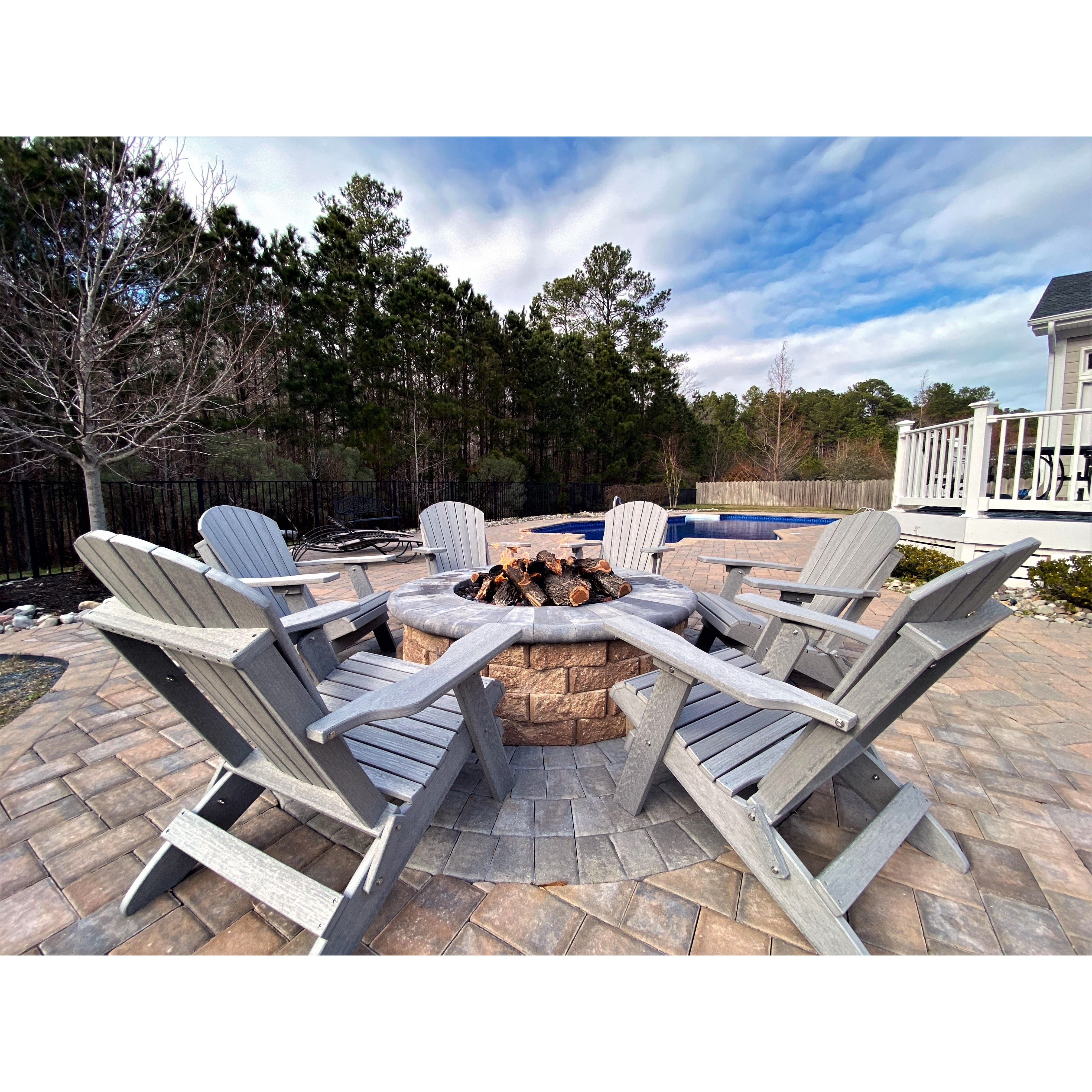 Set of 2 Folding Adirondack Chairs King Size + 1 Folding Side Table With Removable Tray