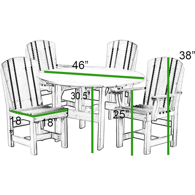 DURAWEATHER POLY® 5-Piece Plantation Dining Table Set with Two Arm Chairs and Two Side Chairs