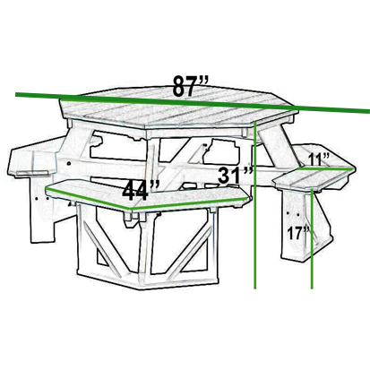 DURAWEATHER POLY® Picnic Table w/ Umbrella Hole Octagon
