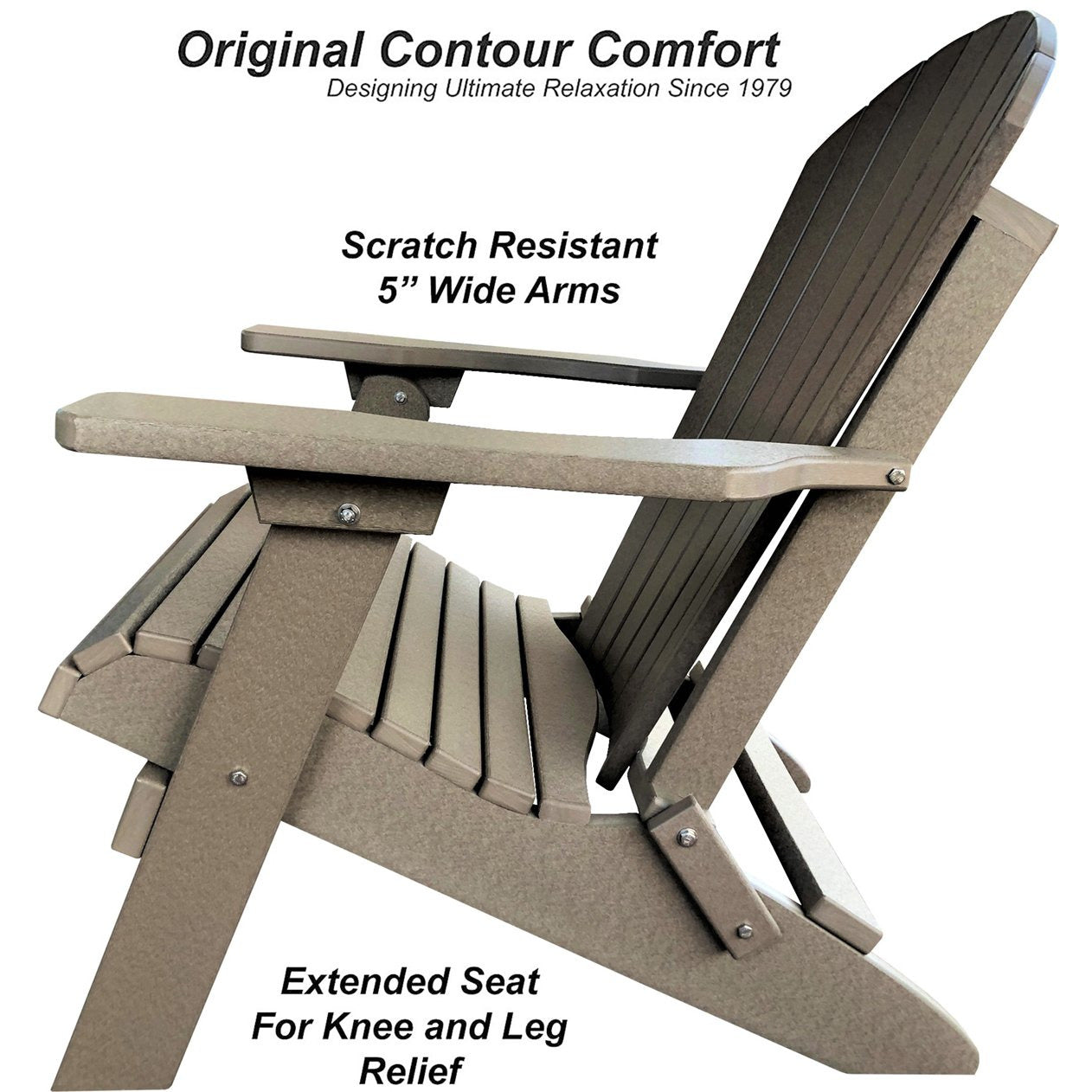 Set of 2 Folding Adirondack Chairs King Size + 1 Folding Side Table With Removable Tray