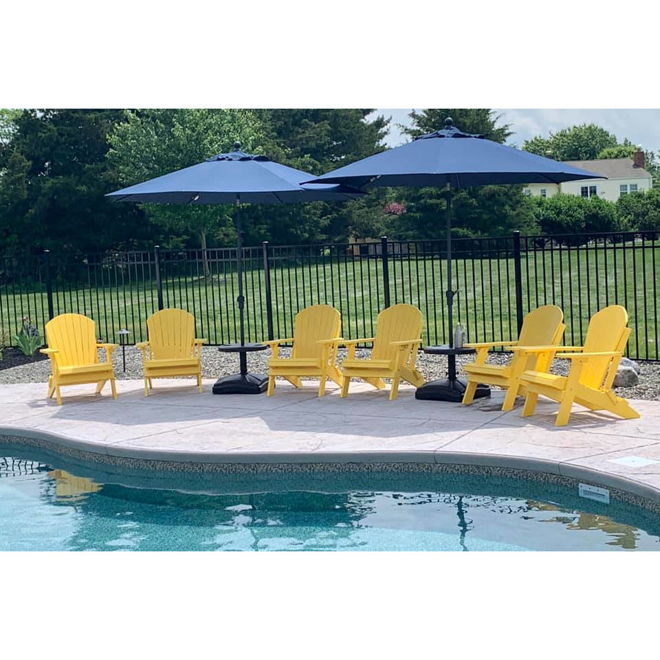 Set of 2 Folding Adirondack Chairs King Size + 1 Folding Side Table With Removable Tray