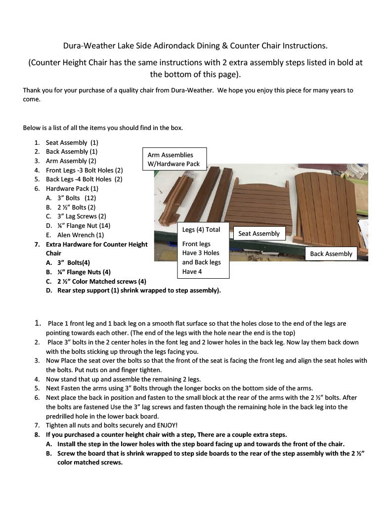 5-Piece Lakeside Adirondack Dining Table Set