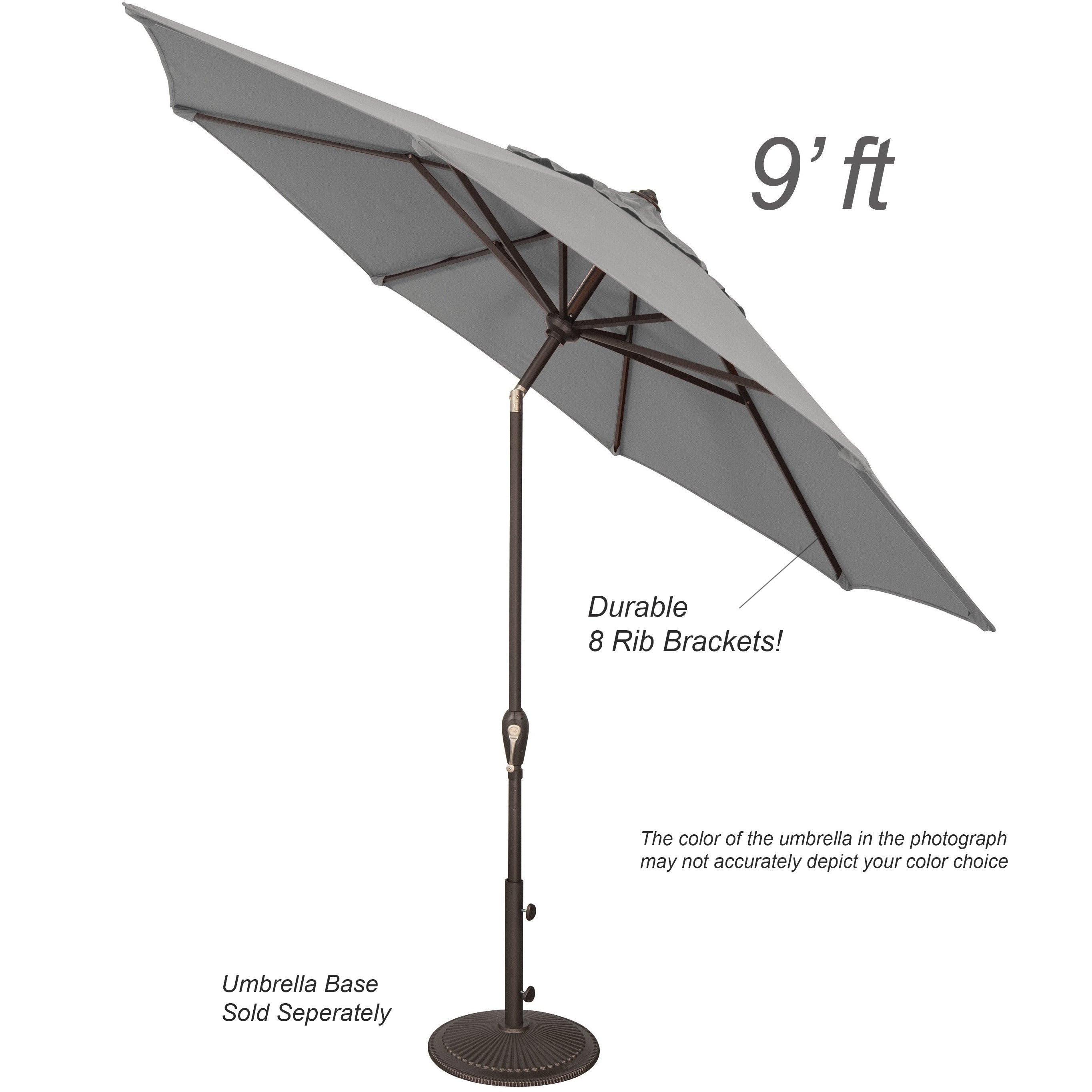 DURAWEATHER POLY® 9'ft Patio Umbrella Push Button Tilt Double Wind Vents Includes Base in Sunbrella Fabrics