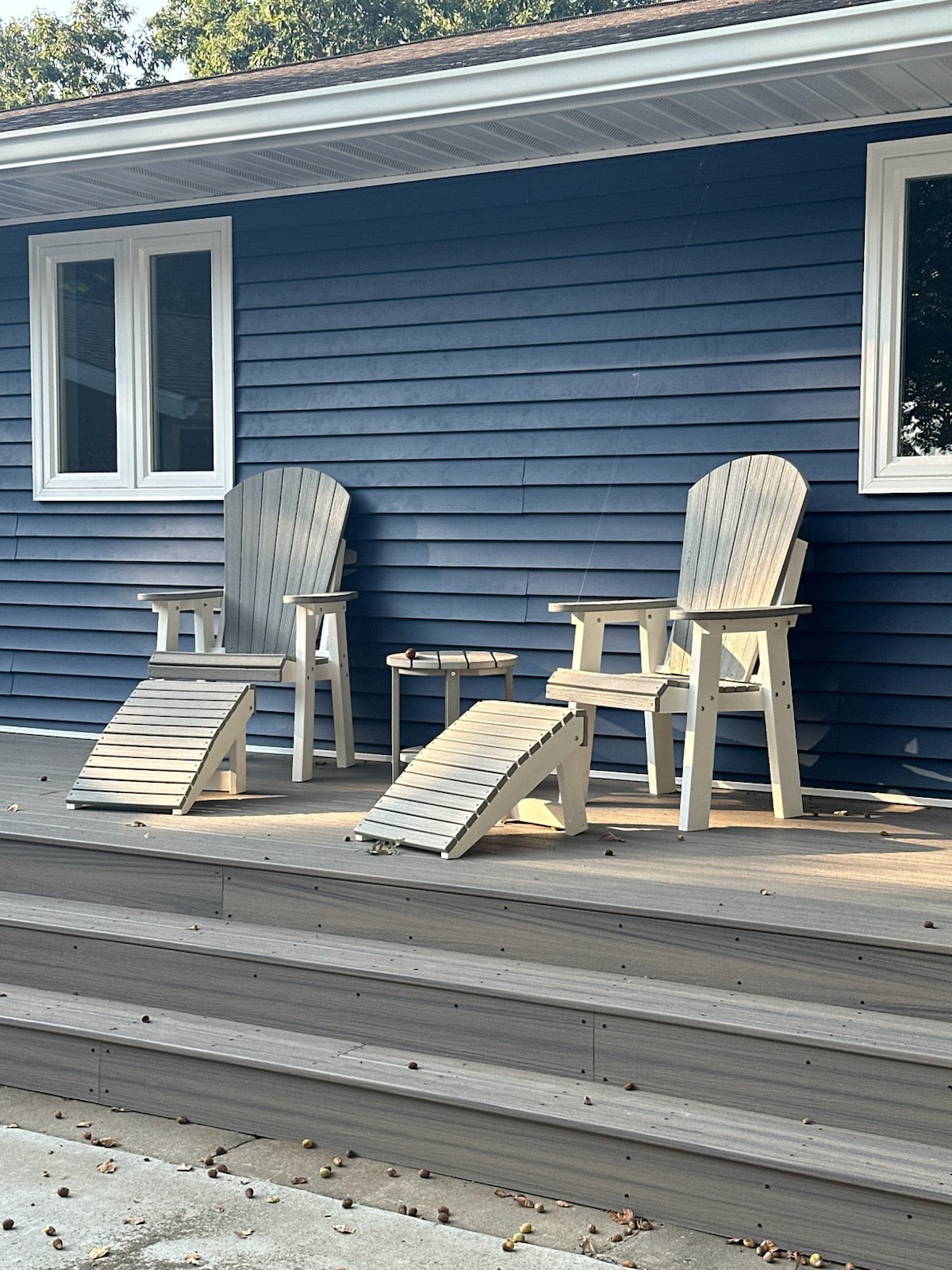 Upright Adirondack Chair & Two Tier 18" Round End Table Set