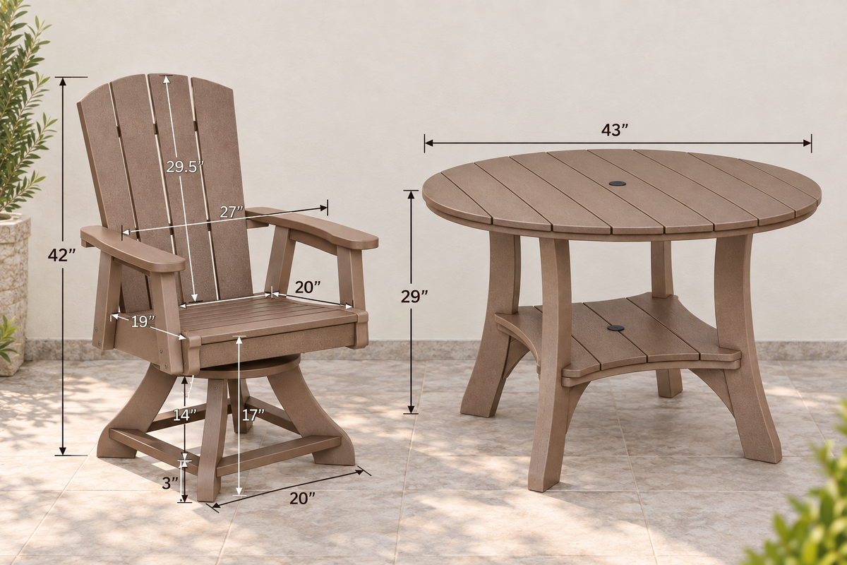 5-Piece Haven 43" Round Swivel Dining Set