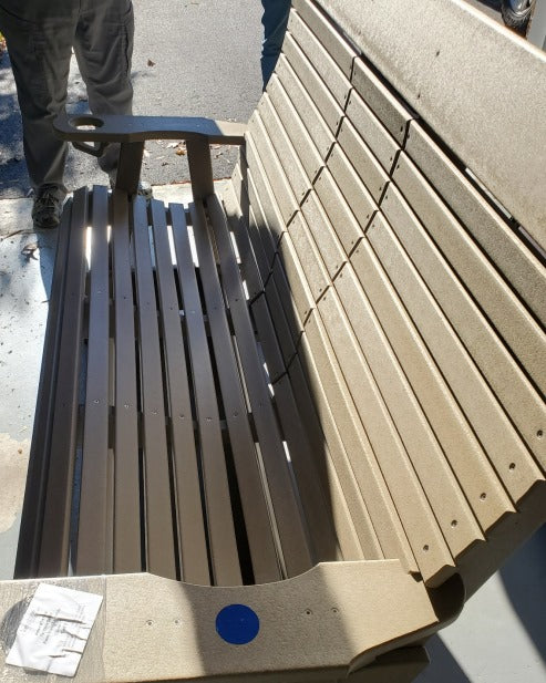 5’ft Rolled Back Loveseat Glider With Fold Down Console