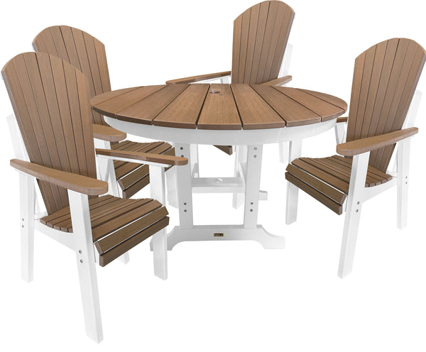 QUICK SHIP - DuraWeather Poly® Traditional 5-Piece 50"rd Adirondack Dining Set