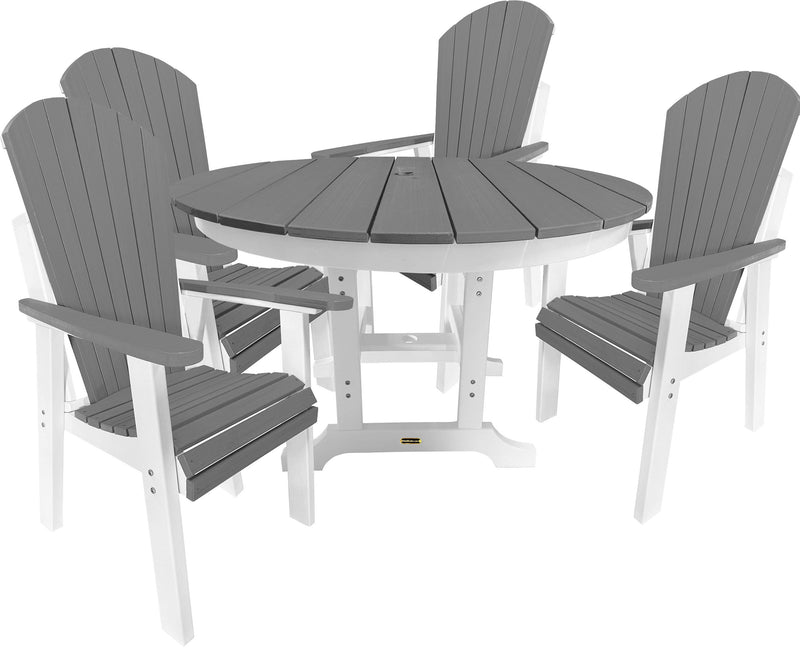 QUICK SHIP - DuraWeather Poly® Traditional 5-Piece 50"rd Adirondack Dining Set