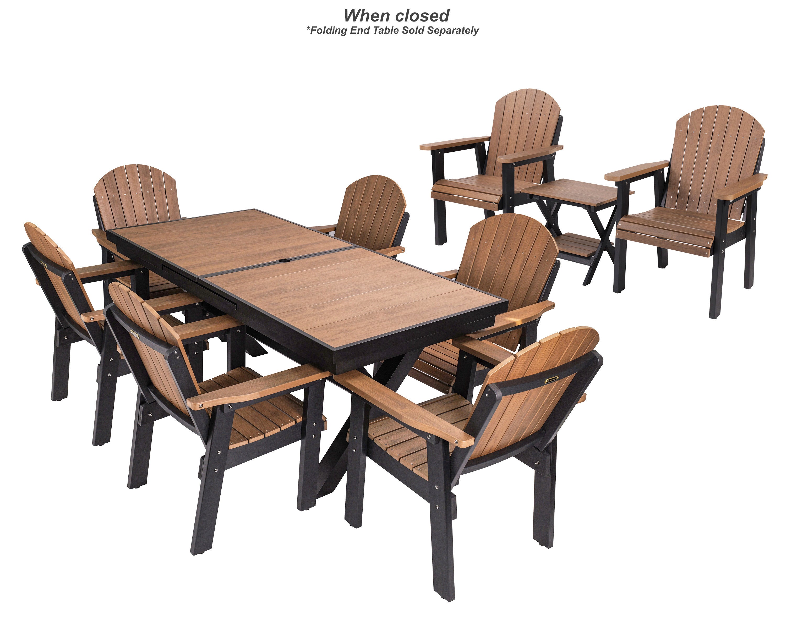 DURAWEATHER POLY® 9-Piece Extendable Outdoor Adirondack Dining Table Set