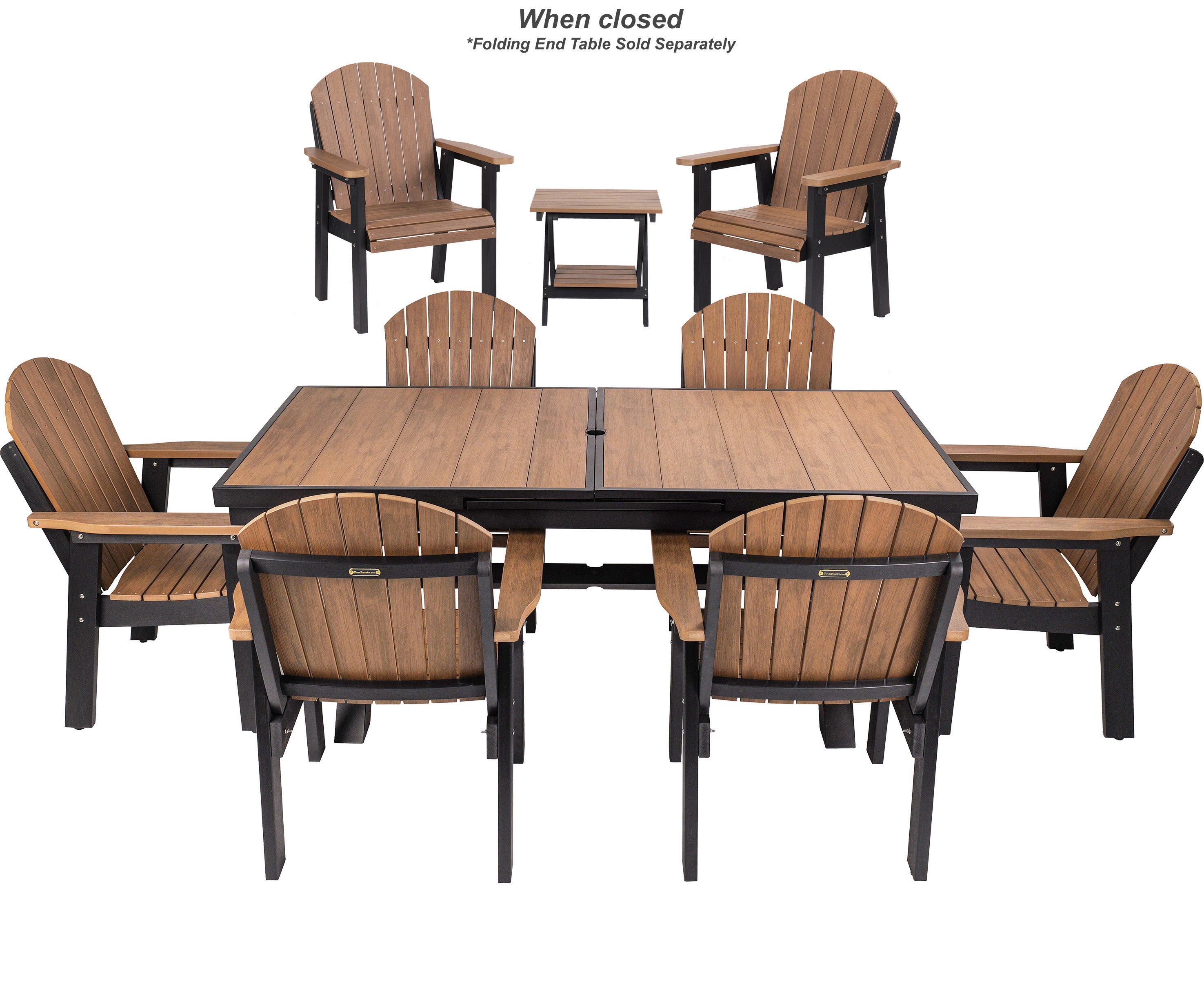 DURAWEATHER POLY® 9-Piece Extendable Outdoor Adirondack Dining Table Set