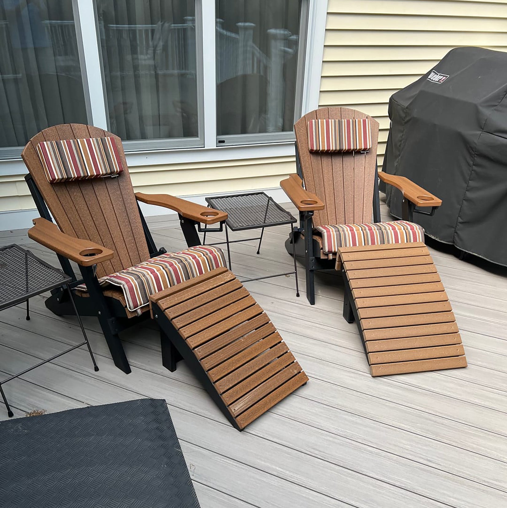 DURAWEATHER POLY® Set of 8 Folding Adirondack Chairs With Built-in Cup Holders King-Size