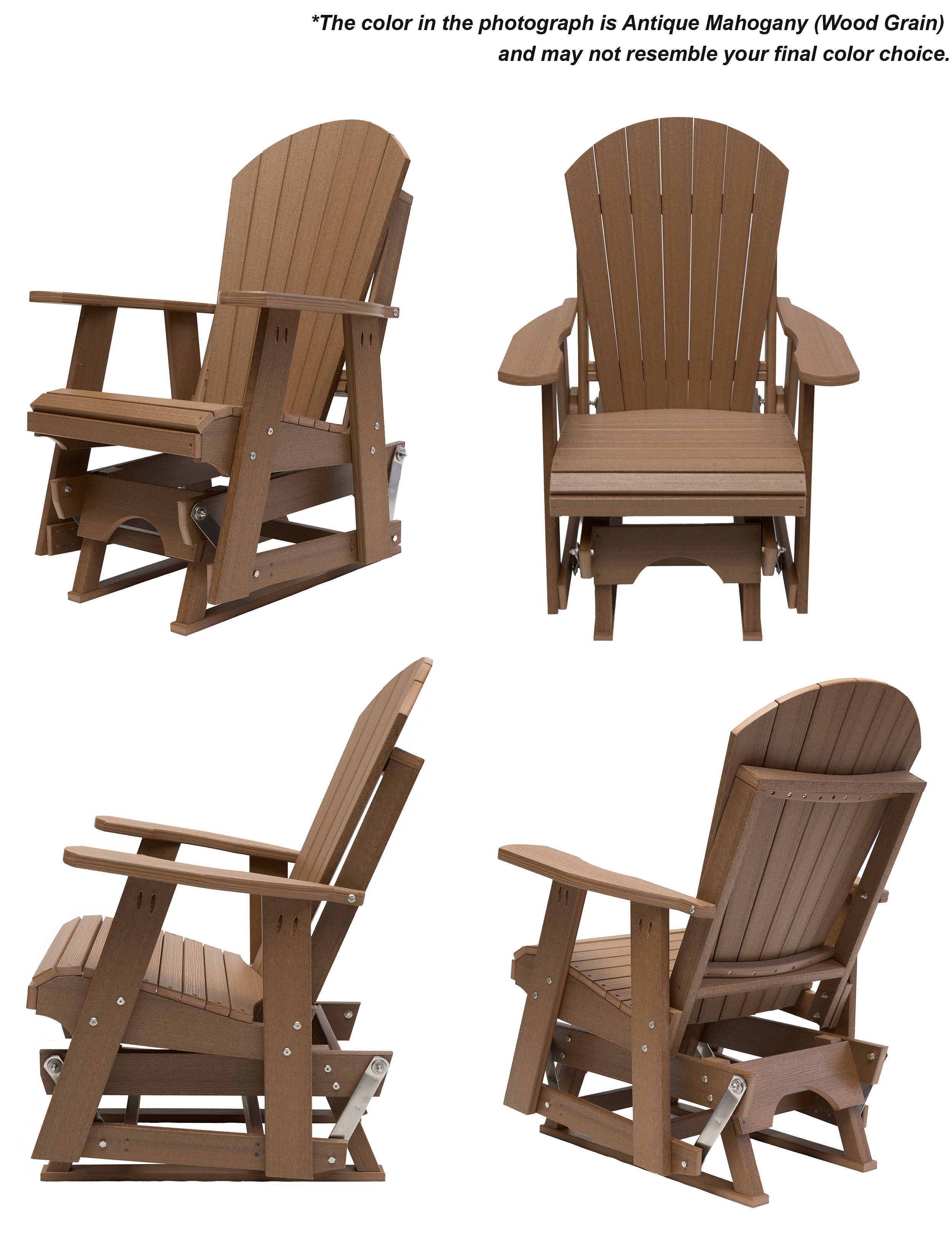 Set of 2 Adirondack Single Gliders With Two Tier End Table