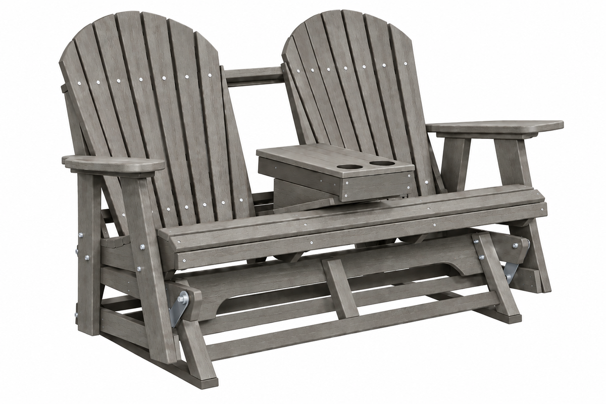 Adirondack 5'ft Glider With Flip-Down Console with Cupholders
