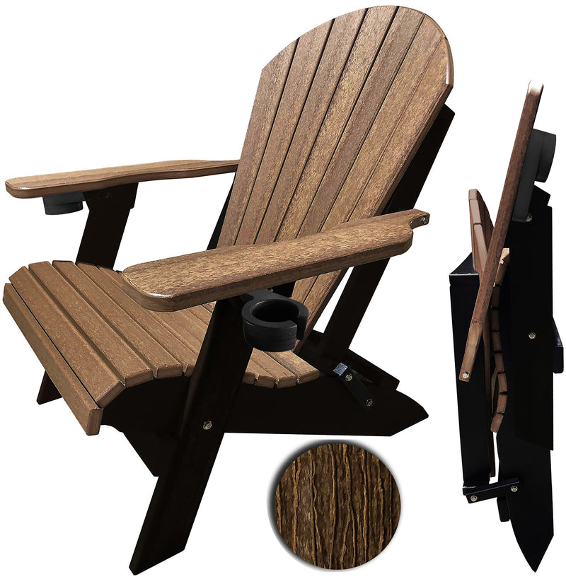 DURAWEATHER POLY® Folding Adirondack Chair with Collapsible Cup & Wine Holders King Size