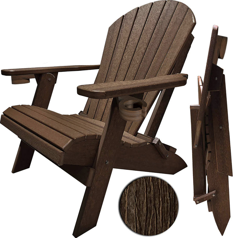 DURAWEATHER POLY® Folding Adirondack Chair with Collapsible Cup & Wine Holders King Size