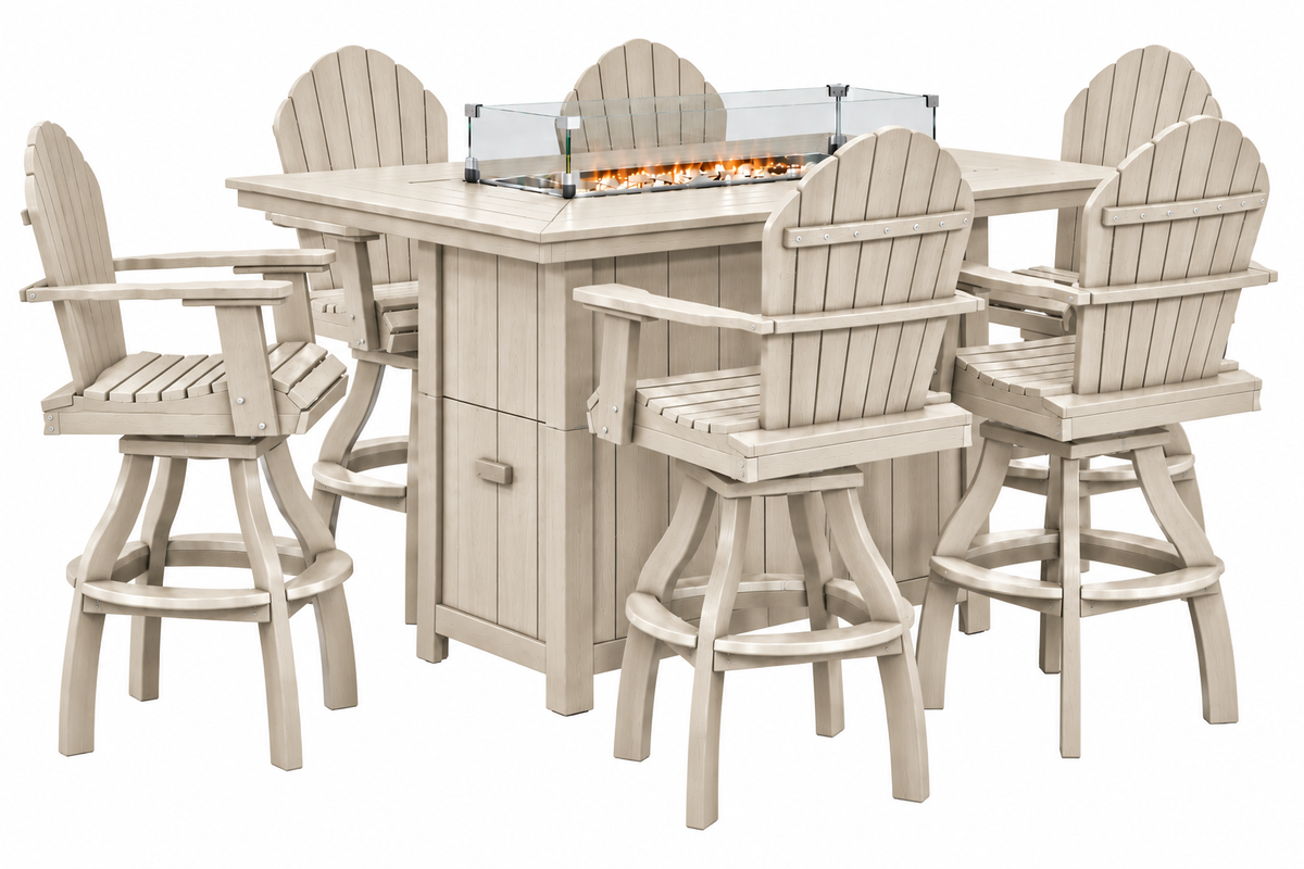 7-Piece Nantucket Pub Height Fire Pit Table Set