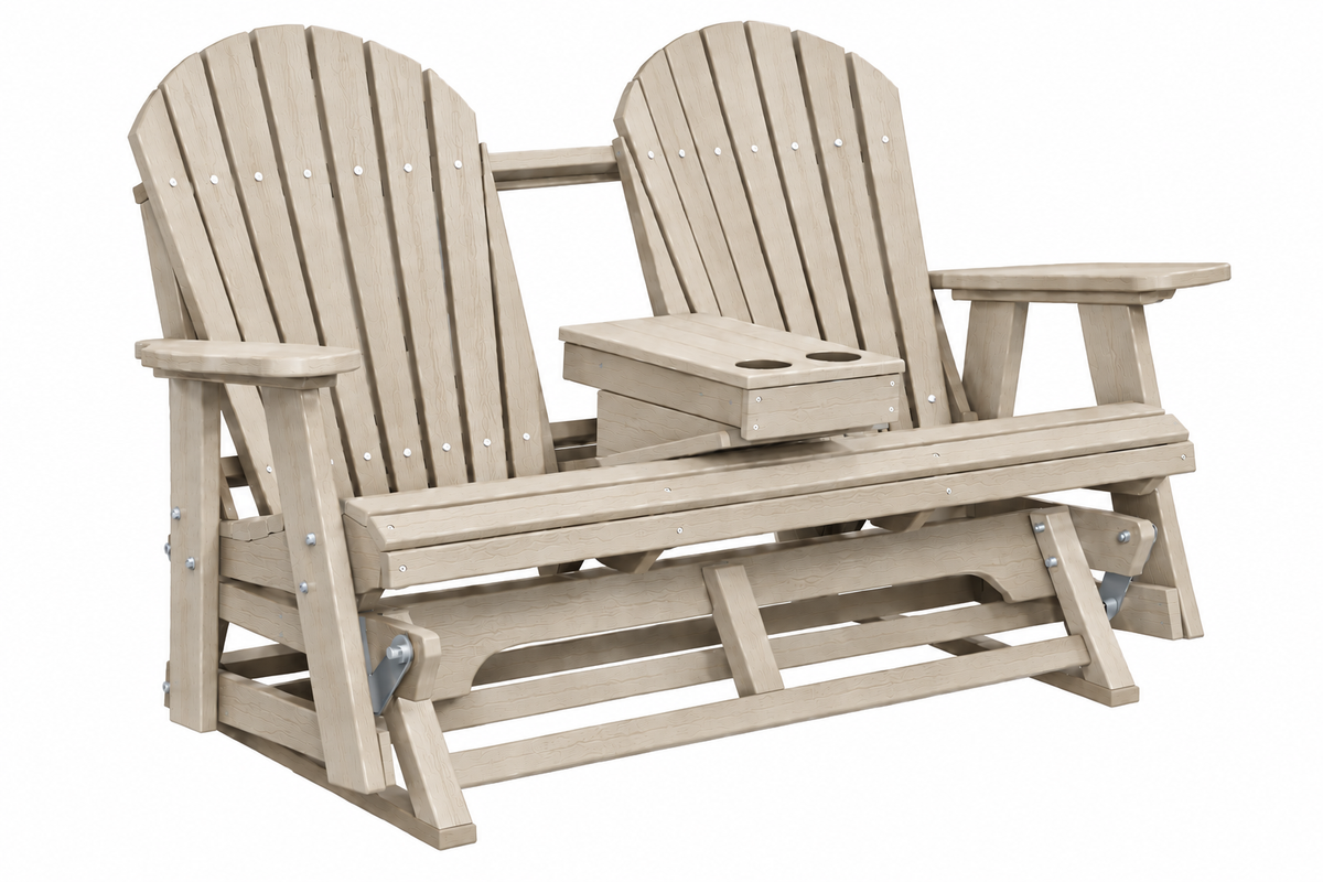 Adirondack 5'ft Glider With Flip-Down Console with Cupholders