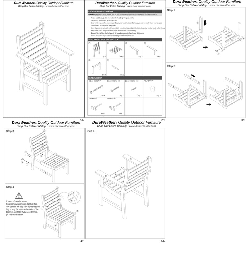 DURAWEATHER POLY® 7-Piece Brookshire Dining Table Set