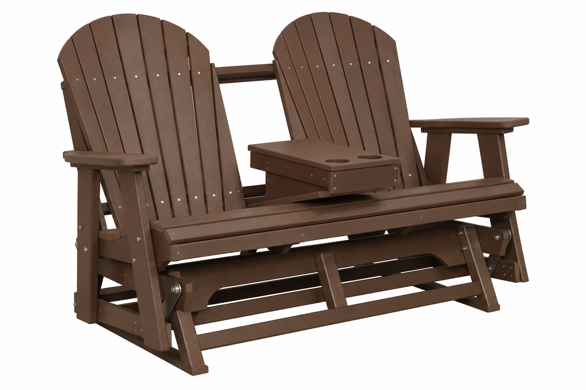Adirondack 5'ft Glider With Flip-Down Console with Cupholders