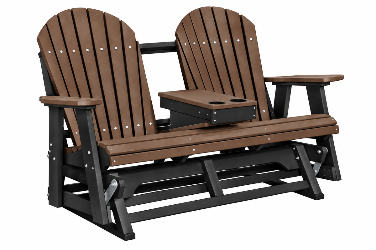 Adirondack 5'ft Glider With Flip-Down Console with Cupholders