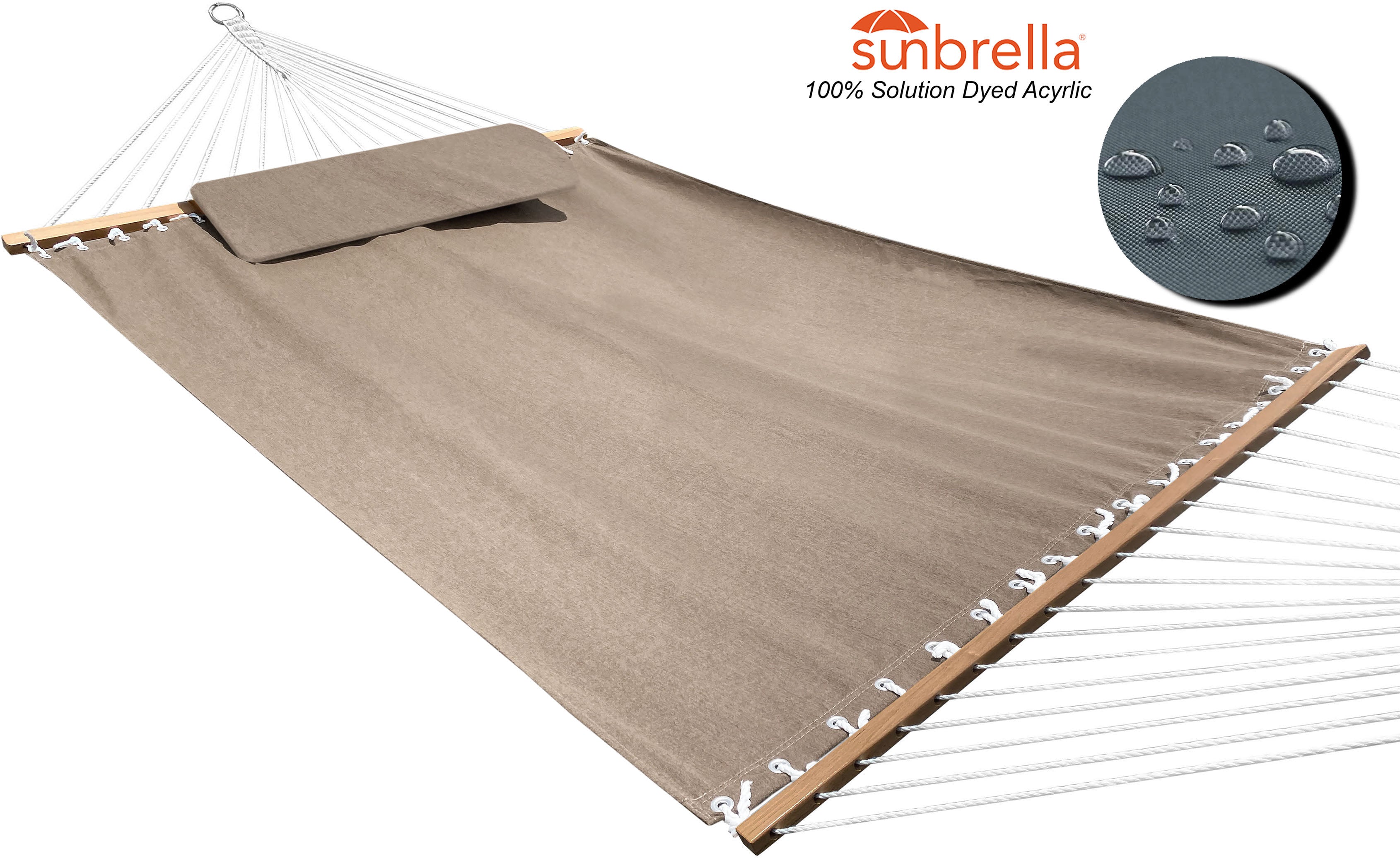 large hammock with pillow quick dry sunbrella fabric heather beige 