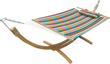 Large Sunbrella® Quick Dry Hammock with Deluxe-sized Pillow With Hardwood Arc Stand