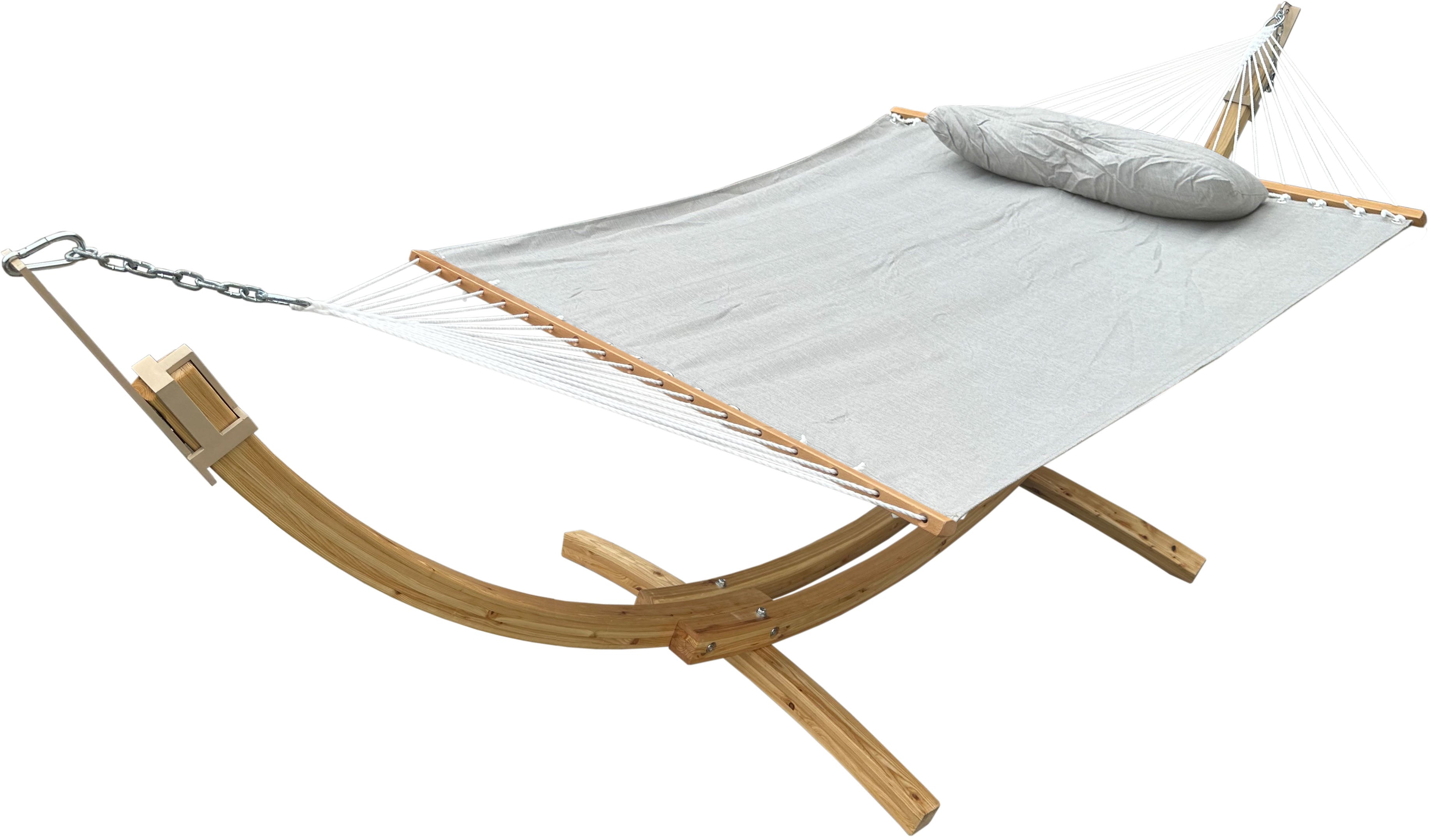 DURAWEATHER POLY® Hammock with Hardwood Arc Stand and Pillow in Sunbrella Fabrics