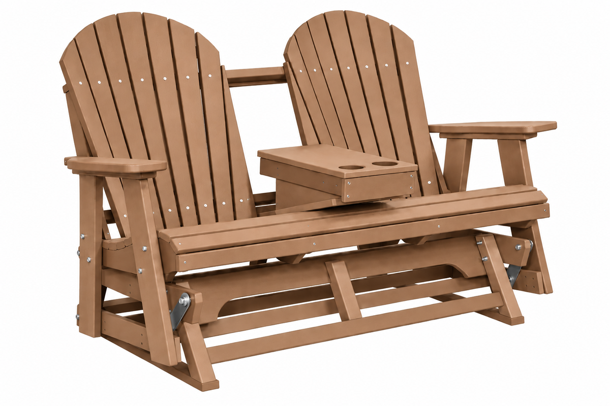 Adirondack 5'ft Glider With Flip-Down Console with Cupholders