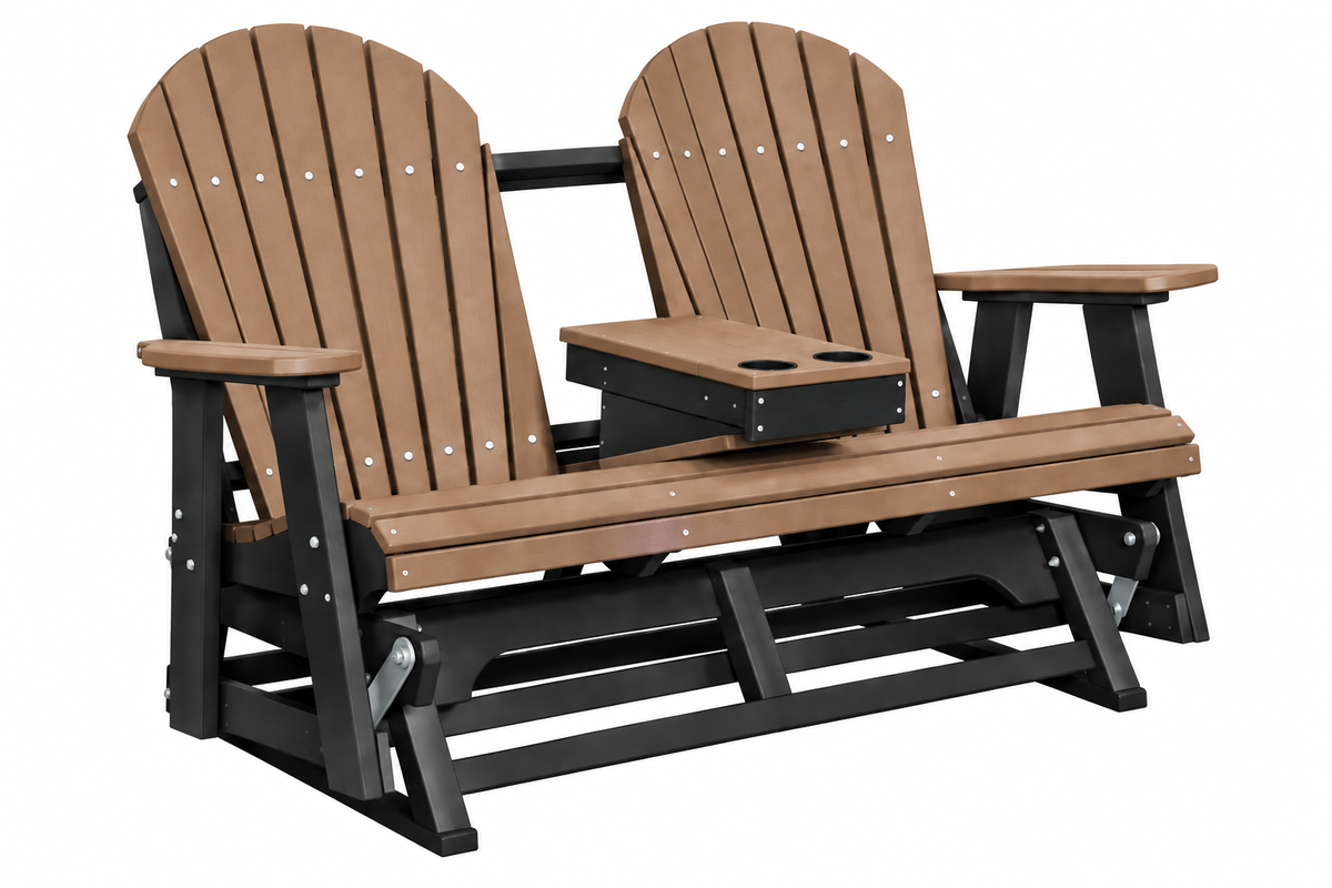 Adirondack 5'ft Glider With Flip-Down Console with Cupholders