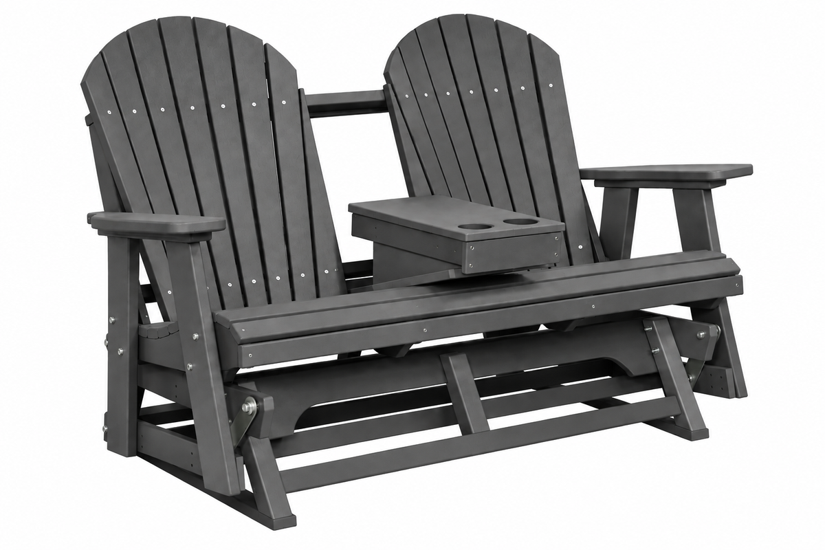 Adirondack 5'ft Glider With Flip-Down Console with Cupholders