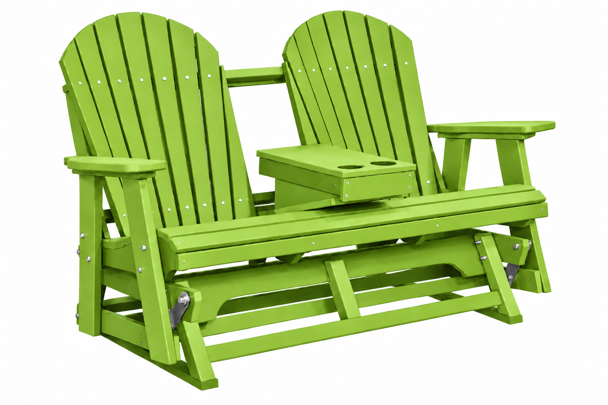 Adirondack 5'ft Glider With Flip-Down Console with Cupholders