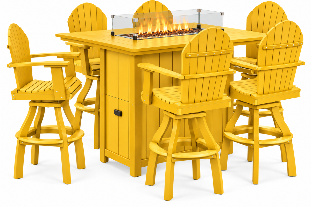 7-Piece Nantucket Pub Height Fire Pit Table Set