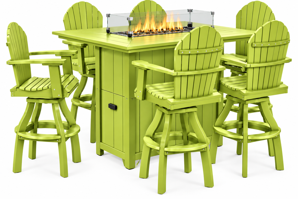 7-Piece Nantucket Pub Height Fire Pit Table Set