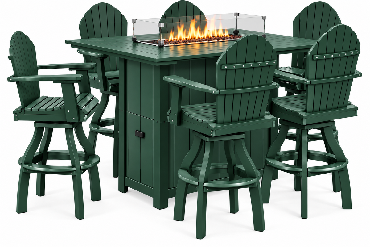 7-Piece Nantucket Pub Height Fire Pit Table Set