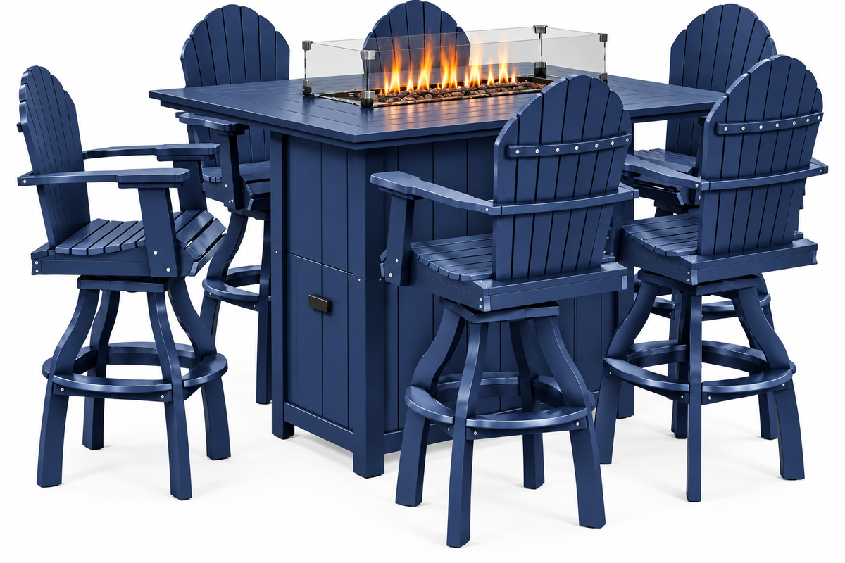 7-Piece Nantucket Pub Height Fire Pit Table Set