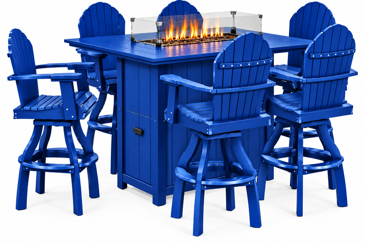7-Piece Nantucket Pub Height Fire Pit Table Set