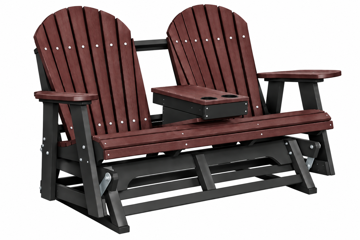 Adirondack 5'ft Glider With Flip-Down Console with Cupholders